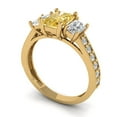 thumbnail image 2 of 1.88 ctw 3 Stone Anniversary Ring for Women | Emerald Cut Yellow Moissanite | Hyperallergenic Solid 14K Yellow Gold, 2 of 5
