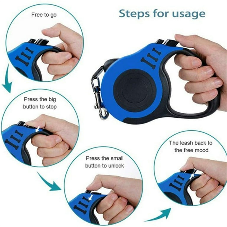 5m Retractable Dog Leash, Pet Walking Leash With Anti-slip Handle