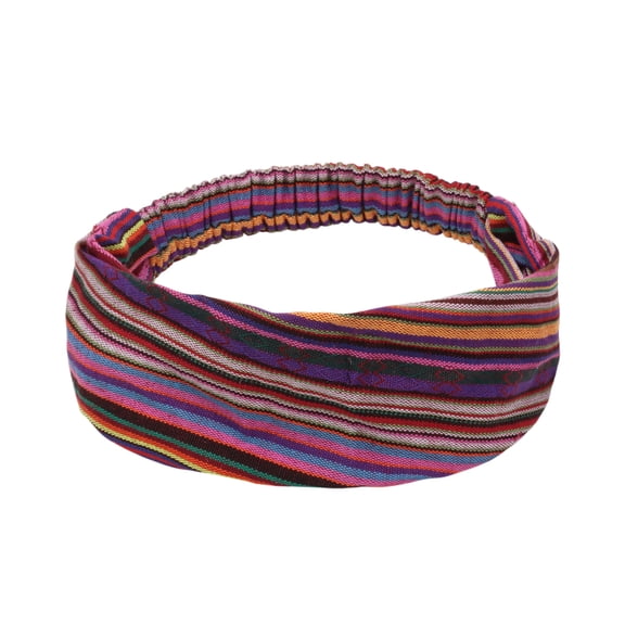 Unique Bargains Stripes Wide Headband for Women 1 Pc Rose Red Purple
