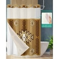 thumbnail image 2 of No Hook Shower Curtain with Snap in Liner, Boho Moroccan Brown Gradient Striped Geometric Hotel Shower Curtains for Bathroom, Washable Shower Curtain Liner Set with Mesh Top Window, 72”x78”, 2 of 6
