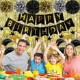 thumbnail image 5 of Decoraciones de cumpleaños para hombres, decoraciones de fiesta en negro y dorado, decoraciones de feliz cumpleaños para niños con pancarta, suministros para fiestas de cumpleaños JAMW Sencillez, 5 of 5