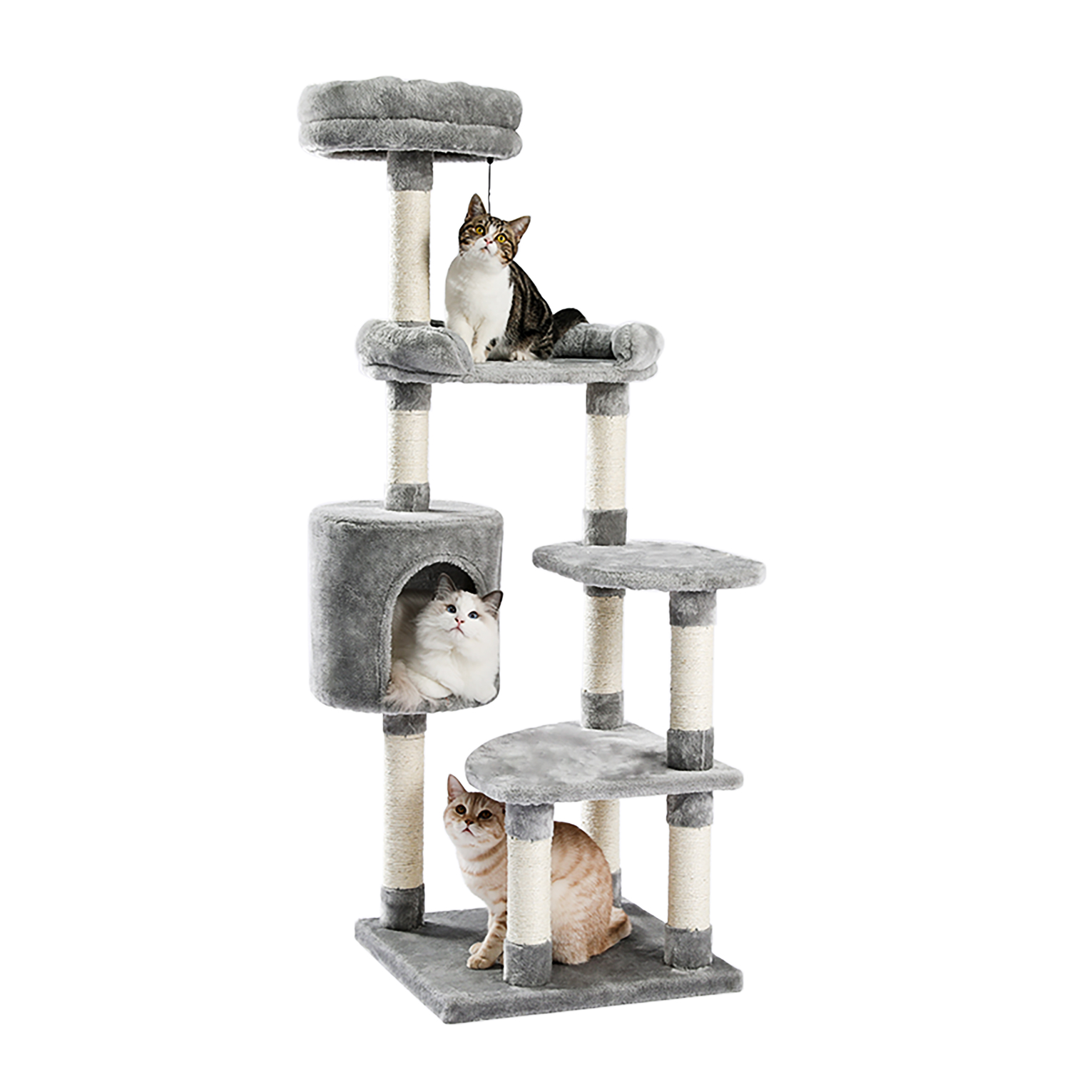 Pefilos 55" Inch Cat Tower for Indoor Cats Cat Tree Multi-Level Cat Furniture Condo for Small & Medium Cats Kittens, Gray Pefilos 55" Inch Cat Tower for Indoor Cats Cat Tree Multi-Level Cat Furniture Condo for Small & Medium Cats Kittens, Gray