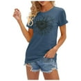 thumbnail image 2 of Povozer Women's T Shirt Graphic Tunic Tops Sweatshirts(Navy,XL), 2 of 5