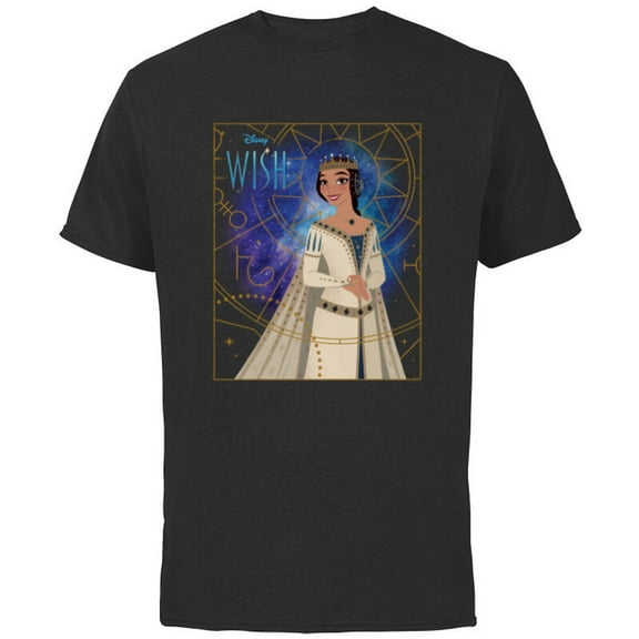 Disney Wish Queen Amaya of Rosas Storybook Art - Short Sleeve Cotton T-Shirt for Adults - Customized-Black
