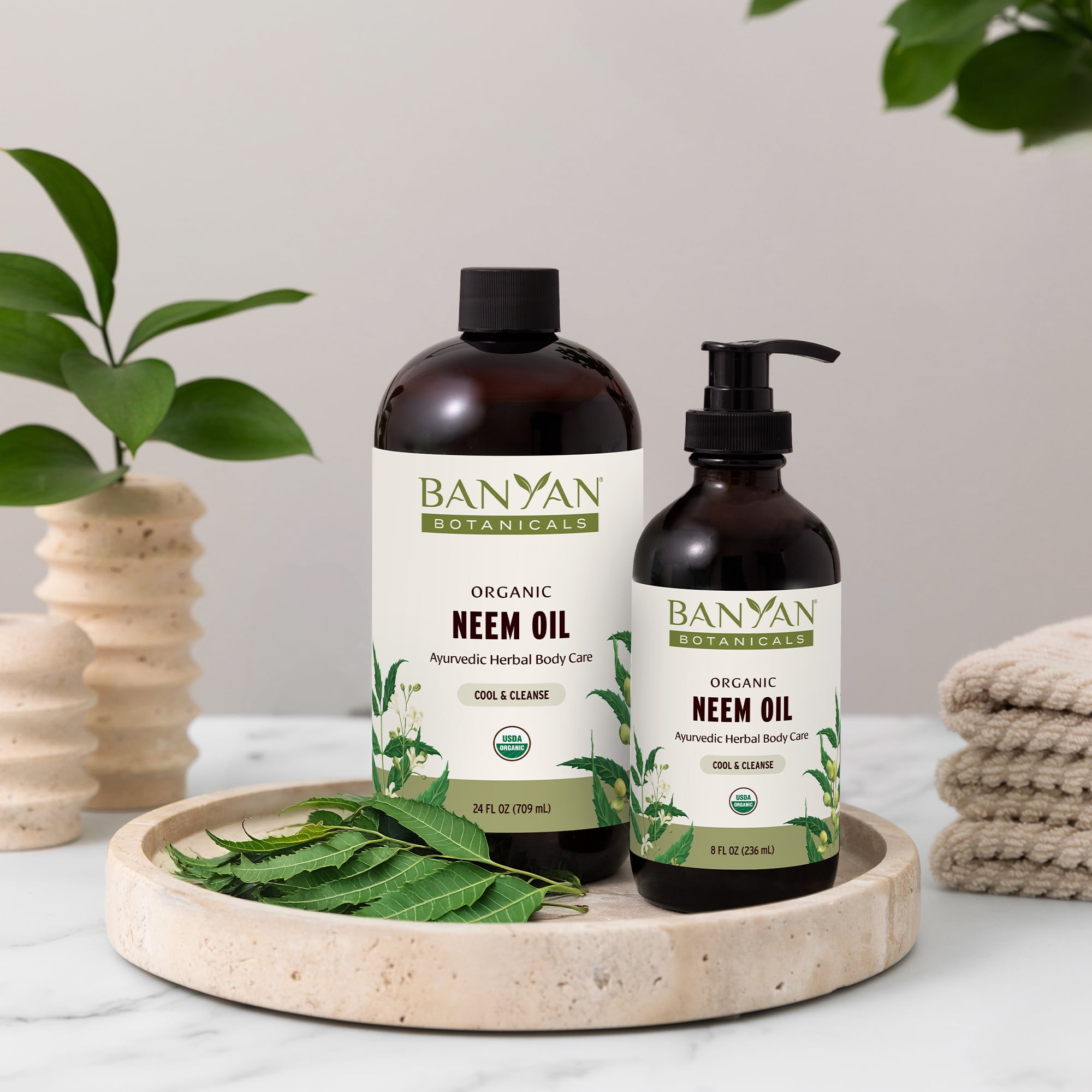Banyan Botanicals Organic Neem Oil – Cooling & Soothing  Ayurvedic Neem Oil – Supports Healthy Radiant Skin – 8 oz. – Non-GMO Sustainably Sourced Abhyanga Massage Oil