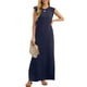 thumbnail image 1 of TaTaai Women's Solid Sleeveless Maxi Dress with Side Pockets Round Neck Ankle Length Flowy Casual Summer Beach Vacation Office Daily Wear Soft Non-See-Through Gift, 1 of 7