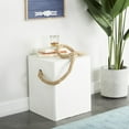 thumbnail image 2 of DecMode 15" x 18" White Magnesium Oxide Lightweight Outdoor Accent Table with Rope Handle, 1-Piece, 2 of 8