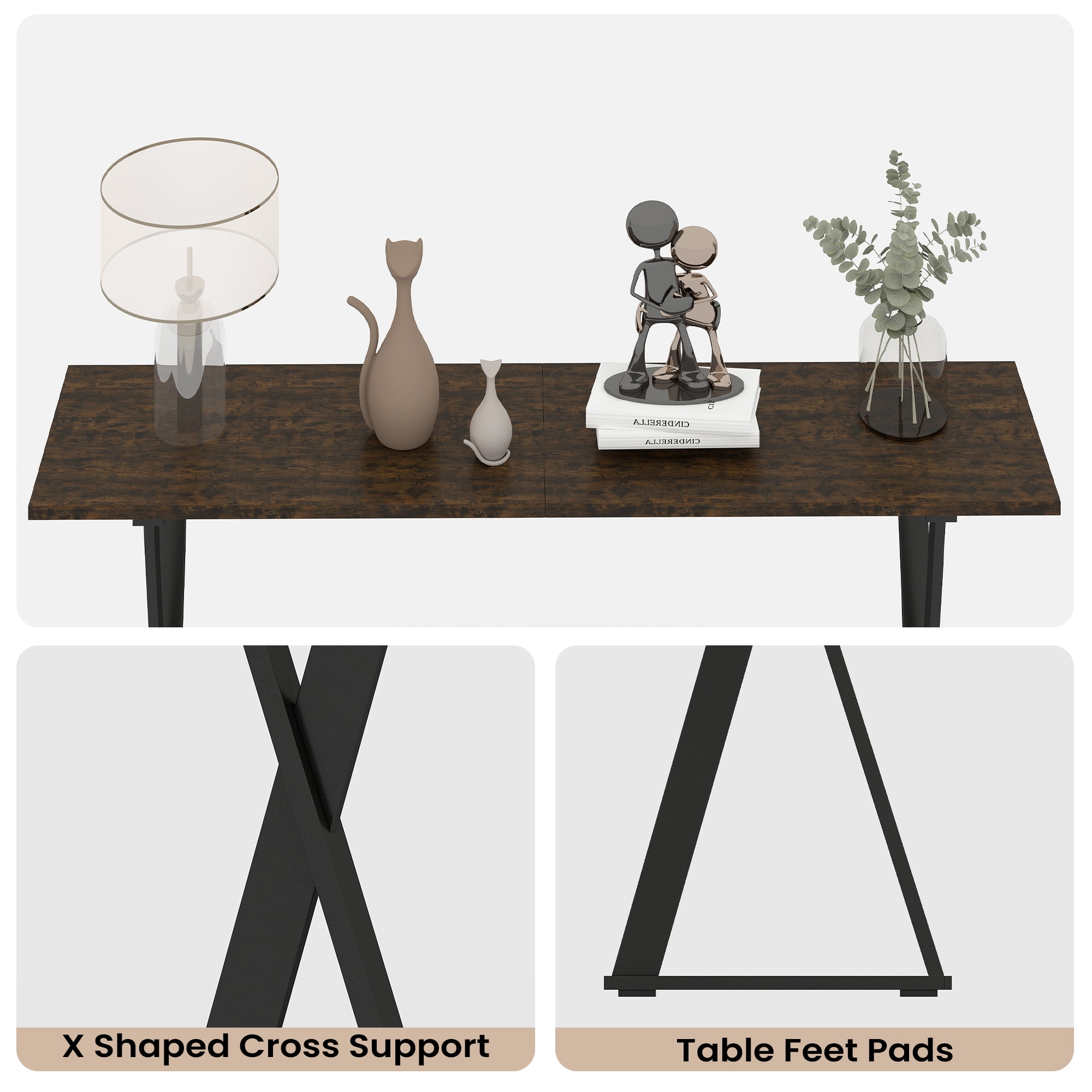 Manxile Narrow Console Table for Entryway, Farmhouse Sofa Side Table for Living Room, Foyer, Rustic Brown