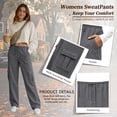 thumbnail image 3 of TEMOFON Fleece Lined Cargo Sweatpants for Women High Waist Drawstring Wide Leg Straight Leg Thermal Joggers Loose Warm Athletic Lounge Pants with Side Cargo Pockets, 3 of 8