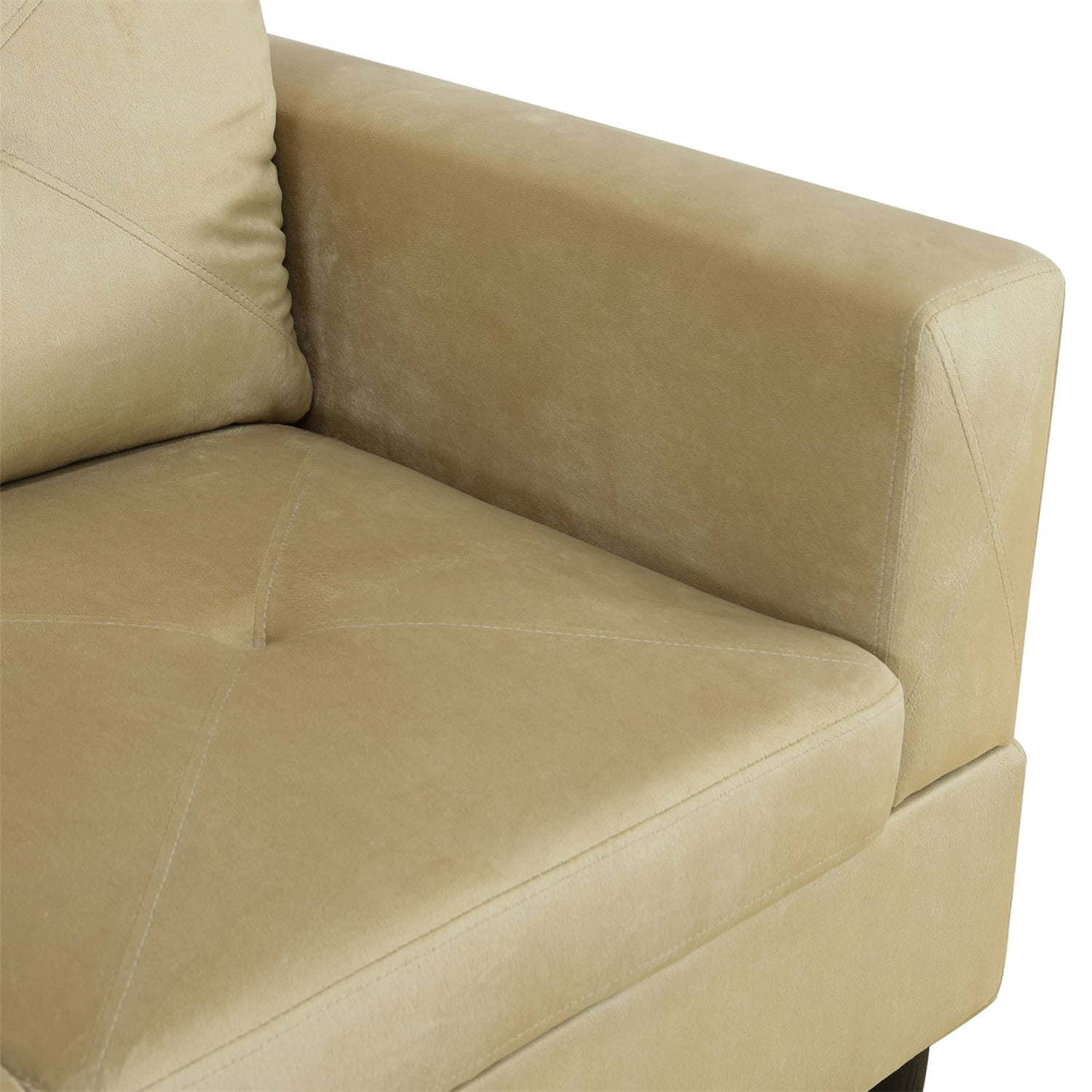 Hommoo Modern Microfiber 2-Piece Living Room Sofa Set Sectional Couches and Sofas, L-Shaped Sectional Couch Sofa, Beige(No Ottoman)
