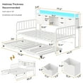 thumbnail image 4 of Plonmago Twin Bed Frame with Storage Headboard,Daybed with Charging Station,Metal Twin Bed Frame Sofa Bed for Living Room Guest Room Bedroom Furniture, No Box Spring Needed, White, 4 of 9