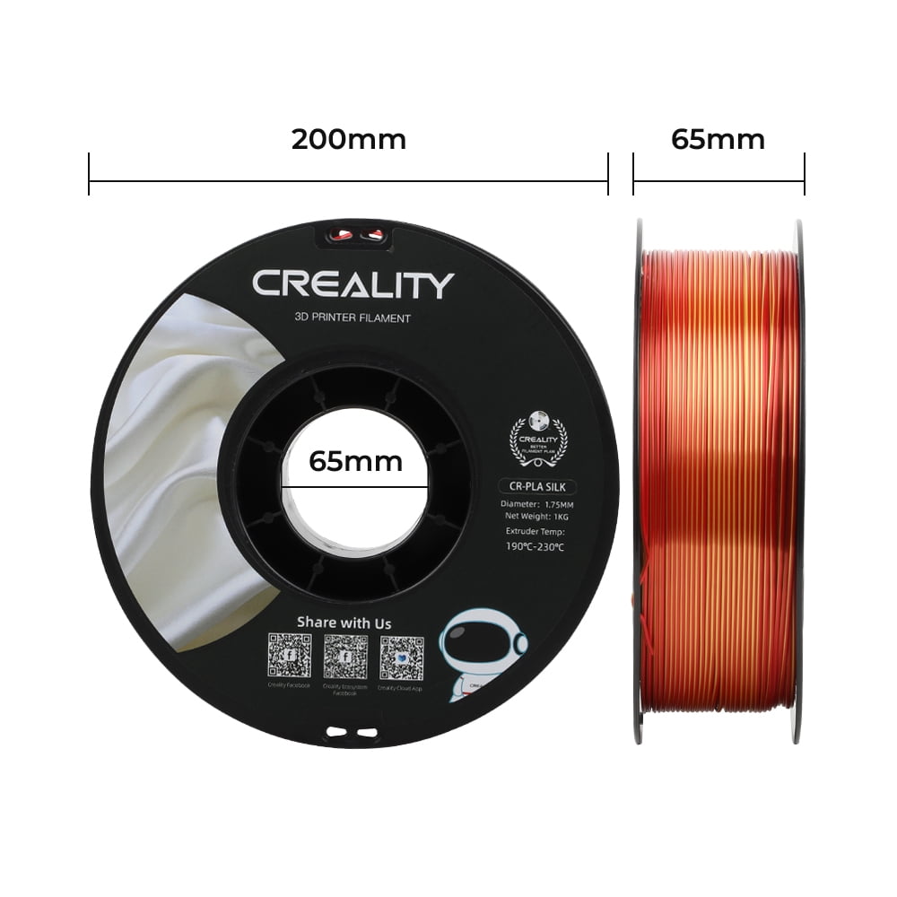 Creality 3D Printing Silk PLA Filament 3D Printer Gold Red Shiny Filaments 1.75mm Neatly Wound Dimensional Accuracy +/- 0.03 mm Silk Smooth Printing 2.2lbs for Most 3D Printers