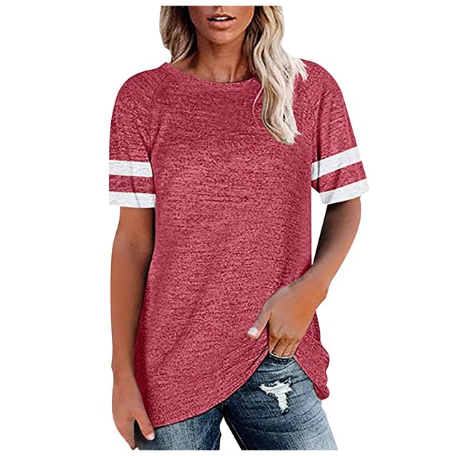 Blouses à Manches Courtes pour Femmes Mode Rayée Col en V Bouton T-Shirt Hauts Manches Courtes Blouse Ample T-Shirts d'Été pour Femmes Hauts Manches Courtes Blouse Manches Courtes pour Femmes