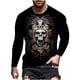 thumbnail image 1 of Camiseta de diario unisex para hombre Impresión 3D Estampados gráficos Calavera Esqueleto Estampado Manga larga Tops Casual Bloue Pompotops oipoqjl3659, 1 of 9