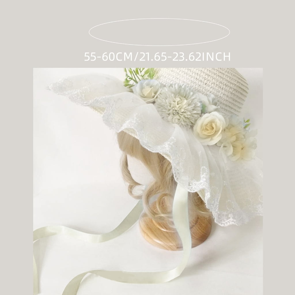 Yokua French Straw Sun Hat Flower Bonnet Hat Female Travel Hat Camping Hat