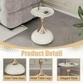 thumbnail image 4 of Round Side Table, Small Cream End Table with Metal Pedestal, Modern Martini Table for Small Space Living Room, Bedroom, Easy Assembly 15" x 21.6" Drink Table, 4 of 7