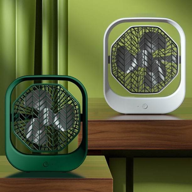 Xihbxyly Ventilador de Escritorio Portátil Usb, Batería Recargable, 3 Velocidades Ajustables, Funcionamiento Silencioso, Diseño Compacto, Ideal para Oficina, Hogar y Viajes, 7.9 Pulgadas, Verde/Blanc