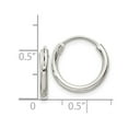thumbnail image 2 of 925 Sterling Silver Hinged Polished Hollow tube 2mm Hoop Earrings 15x15mm Wide 2mm Thick Hoop Earring for Women, 2 of 2