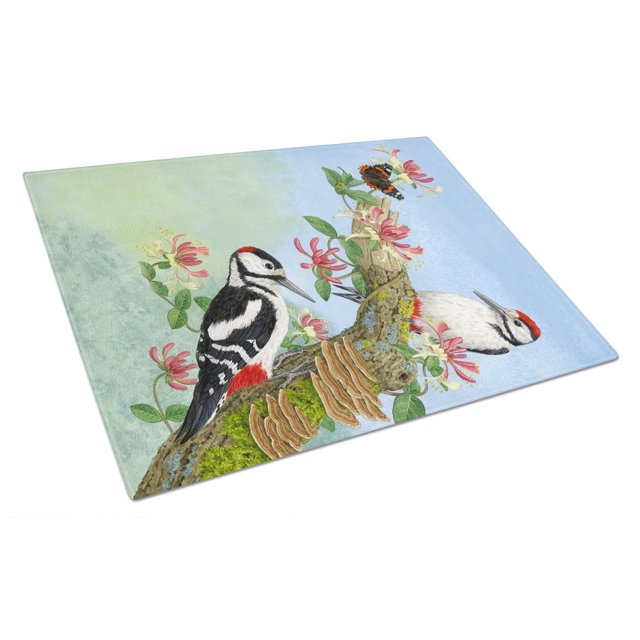 Tabla de cortar de vidrio Caroline's Treasures para pájaros carpinteros grande multicolor ASA2153LCB
