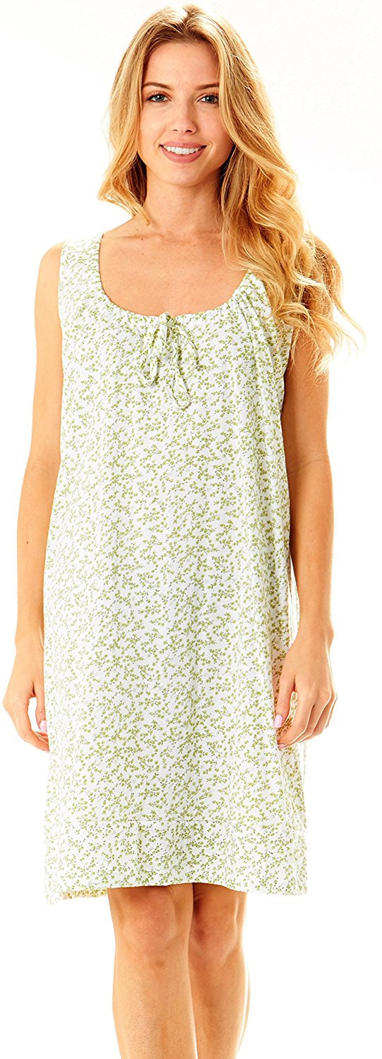 Floopi Womens Nightgown Sleeveless Cotton Pajamas Sleepwear Nightshirt