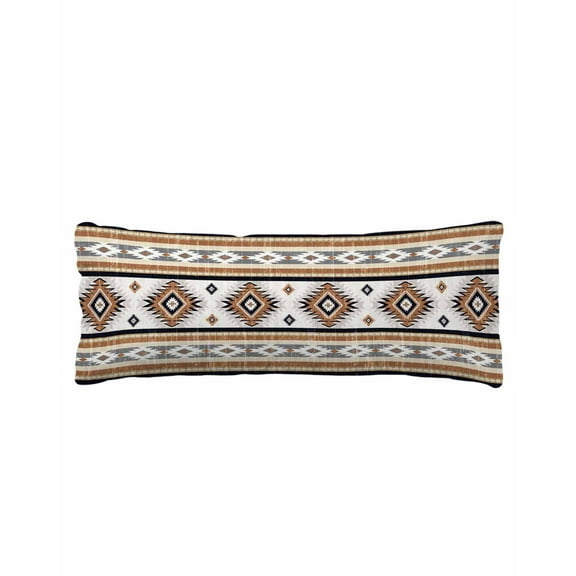 Orange Boho Body Pillow Cover 20 x 54 Inch Decorative Pillow Cover Geometric Aztec Southwestern Striped Lumbar Pillowcase Seasonal Rectangle Cushion Case for Couch Sofa Bed Living Room
