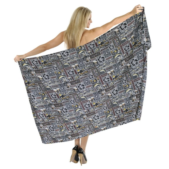 HAPPY BAY Women's Summer Swim Cover ups Skirt Swimsuit Beach Bikinis Wraps Pareos Sarongs Coverups Beachwear Vacation Women Sarong for Swimwear One Size Black_R570