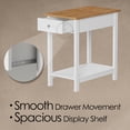 thumbnail image 3 of Lavish Home Small Side Table - Slim Nightstand with Drawer and Shelf, White, 3 of 7