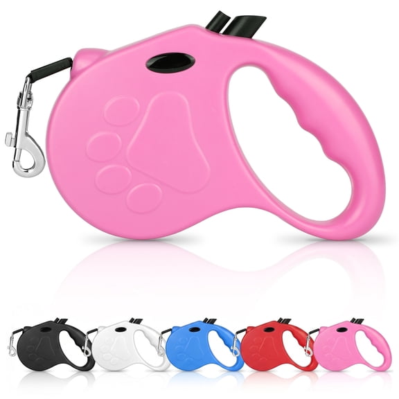 Retractable Dog Leash, 16ft Dog Walking Leash for Small Dogs up to 55 lbs, Non-Slip Handle - Pink
