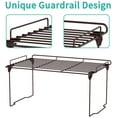 thumbnail image 2 of Stackable Cabinet Shelf Kitchen Cabinet Organizers and Storage, Kitchen Pantry Shelves Organizer, 2 Pack Safety guardrail Kitchen Counter Bedroom Bathroom Accessories, Stainless Steel (Bronze), 2 of 7