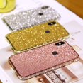 thumbnail image 3 of iphone Case Glitter Bumper Frame Case Luxury Bling Diamond Crystal Rhinestone Sticker Protective Electroplate Aluminum Metal Edge Bumper Case, iphone 12mini, Golden, 3 of 7