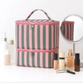 thumbnail image 4 of HUISZJ Cosmetic Bag, Stripped Nail Tech Organizer with Separate, 2 Layer Toiletries Organizer for Work Travel Outdoor, 4 of 7