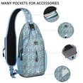 thumbnail image 2 of Sling Backpack,Light Blue Christmas Snowman Pattern Crossbody Bag with Water Bottle Holder,Waterproof Sling Bag for Men/Women with Chest Phone Holder for Hiking,Travel, 2 of 6