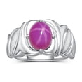 thumbnail image 1 of RYLOS Bagues pour Femmes Bague en Argent Sterling Solitaire 9X7MM Pierre Précieuse Ovale avec Bande Finition Satinée Étoile de Juillet Rubis Bijoux Taille 8, 1 of 7
