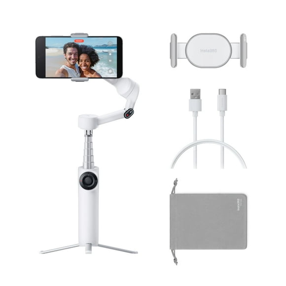 Teléfono Gimbal Insta360 Flow 2, blanco, plegable, con seguimiento por IA