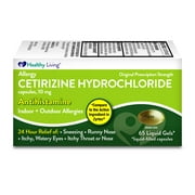 Healthy Living Antihistamine Allergy Relief Cetirizine HCL 10mg Softgel, 65 Count