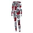 thumbnail image 4 of Diconna Combinaison à Boutons à Manches Longues pour Femme, Imprimée, Décontractée, Ajustée, une-Pièce Pyjama, 4 of 9