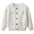 thumbnail image 2 of UngA Baby Boys Girls Cotton Cardigan Long Sleeve Kid Button Sweater for Toddler Crew Neck Cardigans Uniform Sweater (White,5-6 Years), 2 of 4
