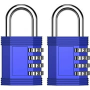 Lock for Gym Locker, 4 Digit Combination Lock for Gym, Employee, School, Fence, Gate, Hasp Cabinet, Set Your Own Keyless Resettable Combo Lock (2 Pack, Blue)