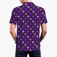thumbnail image 5 of Xecao Purple Mardi Gras for Mens' Casual Short Sleeve Button-Down Polo Shirts for a Classic Golf Look, 5 of 9