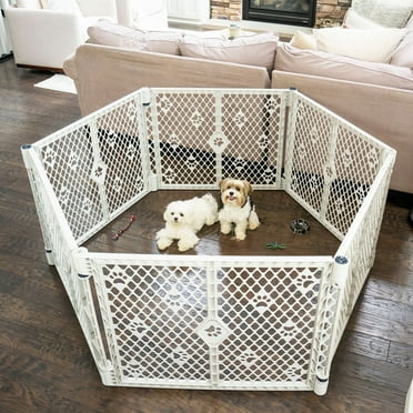 MyPet Paws Petyard 6-Panel Plastic Indoor and Outdoor Playpen for Dogs, Gray