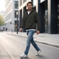 thumbnail image 6 of Qwertyu Big and Tall Hoodies for Men Crew Neck Long Sleeve Quarter Zip Up Sweatshirt Fall Winter Casual Loose Pullover Hoodies with Pockets Dark Gray XL, 6 of 6