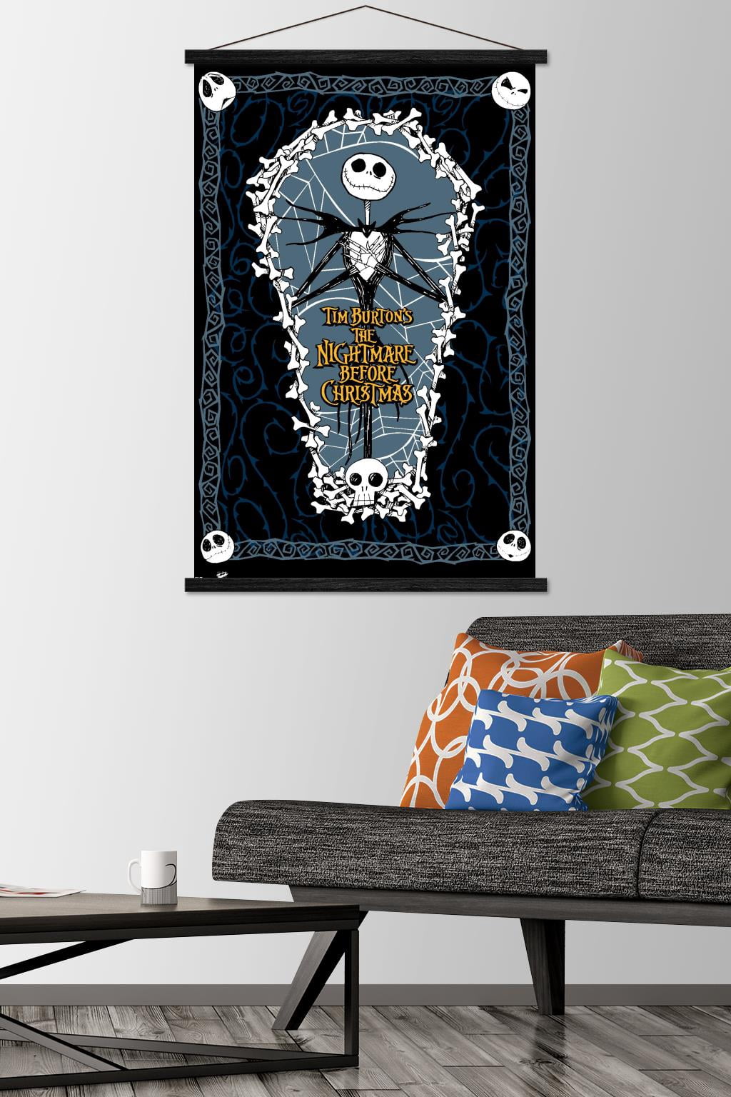 Disney Tim Burton's The Nightmare Before Christmas - Skellington Wall Poster with Wooden Magnetic Frame, 22.375" x 34"