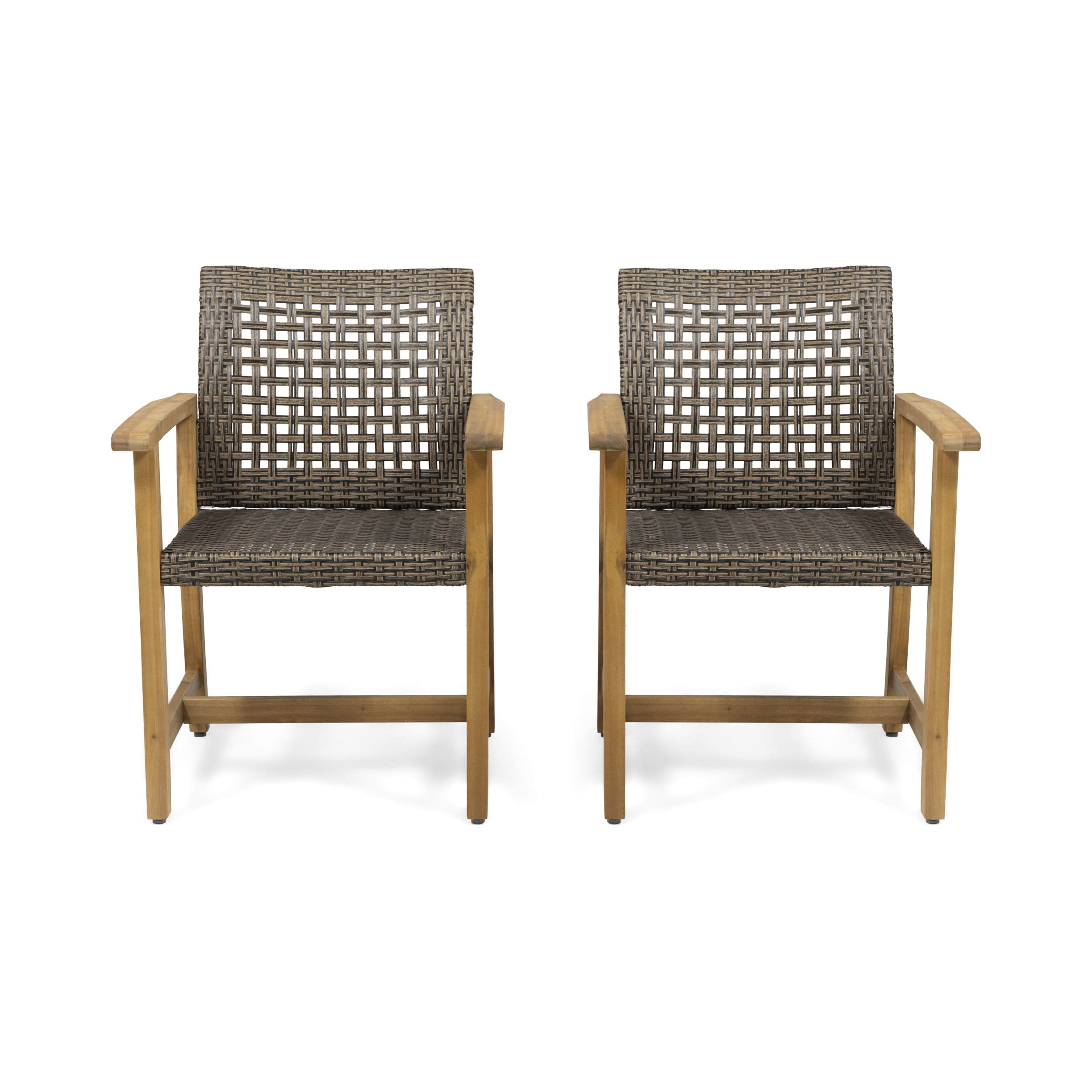 Levant Outdoor Acacia Wood Dining Chair (Set of 2), Teak Finish and ...