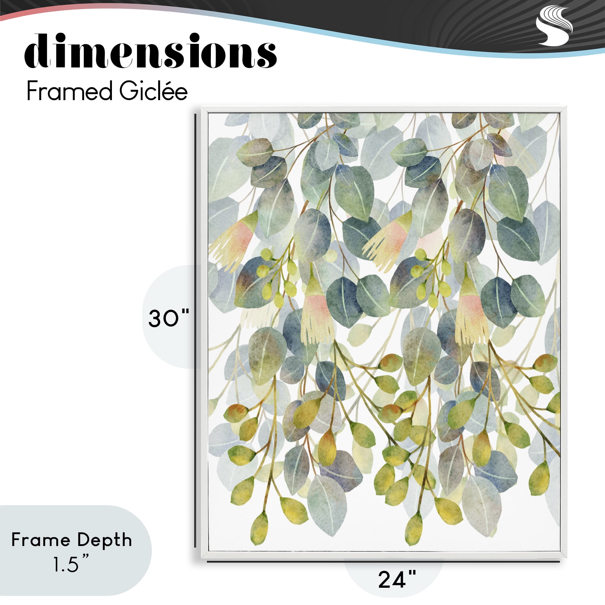 Stupell Industries Suspended Ivy Leaves White Framed Giclee Art, design by Marcus Prime