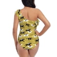 thumbnail image 5 of Uemuo Horsemen In Horseraces Print Women's One Piece Swimsuit Asymmetrical Neck Bathing Suit One Shoulder Side Cutout Ruffle Swimwear-X-Large, 5 of 6