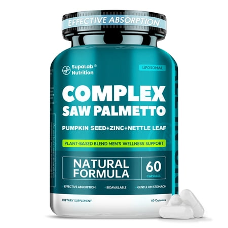 Saw Palmetto Complex 800mg with Beta Sitosterol, Pygeum, Pumpkin Seed & Lycopene, Men's Prostate & Urinary Flow Support, 60 Capsules