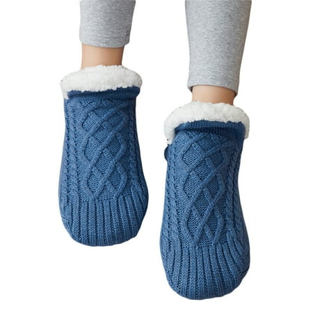 

Pudcoco Winter Thick Warm Floor Socks Solid Color Home Anti-slip Slipper Socks