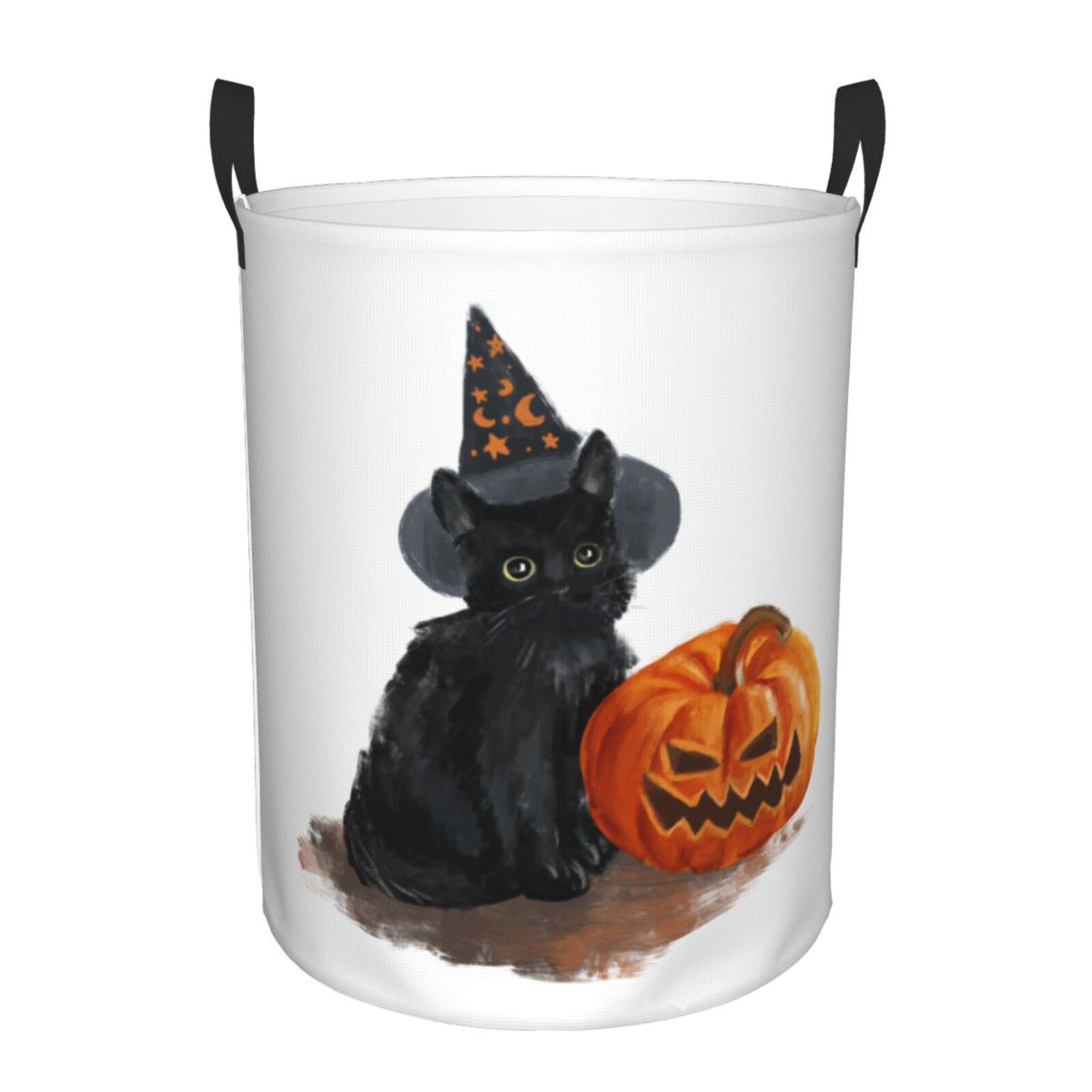 LNWH Laundry Basket, Halloween Black Cat Pumpkin Pattern Foldable