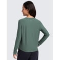 thumbnail image 2 of CRZ YOGA Girls Cloudweight Long Sleeve Athletic Shirts Active Sports Casual Tees Crew Neck Side Slit Winter Kids Teen, 2 of 5