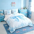thumbnail image 2 of Erosebridal Dreamy Princess Bowknot 7-Piece Bedding Comforter Set,Blue Vintage Damask Flower King Bedding Sets For Girls Kids,Reversible, 2 of 7